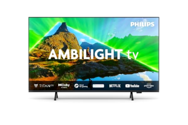 Philips  Ambilight 43PUS8309 4K LED Smart-TV – 43-tums skärm med plattformen Pixel Precise Ultra HD, Titan OS och Dolby Atmos-ljud, kan användas med Alexa och Google Voice Assistant – Matt svart ram