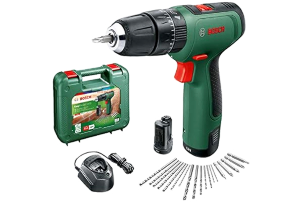 Bosch  EasyImpact 1200 sladdlös borrskruvdragare (2 x batterier, 12 volts system, 19 st. tillbehörsset, i låda)