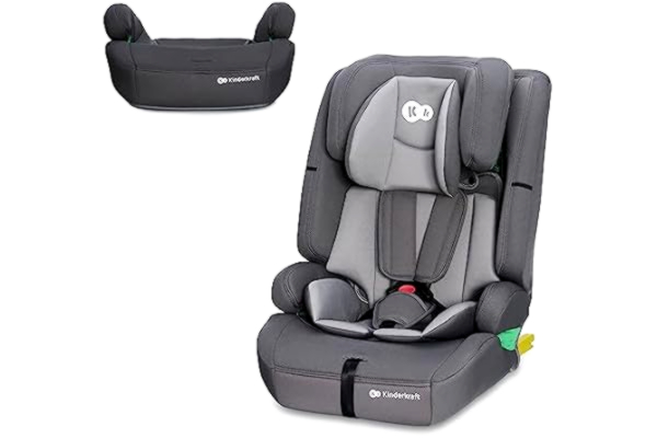 KinderKraft Kinderkraft SAFETY FIX 2 i-Size Bilstol, bältesstol, med Isofix, Top Tether, justerbart huvudstöd, för småbarn, spädbarn, grupp 1-2-3, 9–36 kg, upp till 12 år, R129 standarden, Grå
