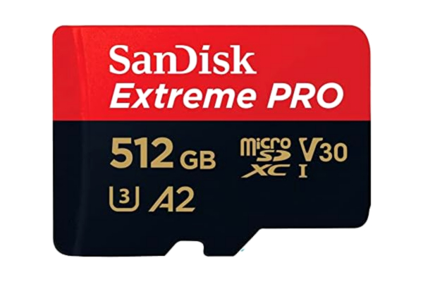 SanDisk  512 GB Extreme PRO microSDXC-kort + SD-adapter + RescuePRO Deluxe, upp till 200 MB/s, med A2 app-prestanda, UHS-I, klass 10, U3, V30