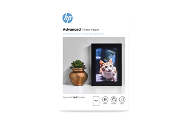 HP  Q8691A, 10 x 15 cm gränslöst, avancerat glansigt fotopapper, 250 gsm, 25 ark