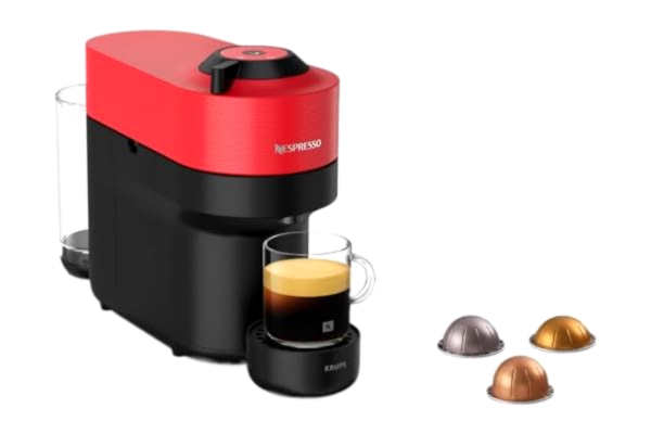 Krups Nespresso Krups XN9205 Vertuo Pop kaffekapselmaskin | kapacitet: 560 ml | automatisk kapseldetektering | One-touch-system | 4 koppstorlekar | förkortad uppvärmningstid | hållbar | Spicy Red