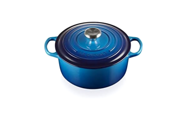 Le Creuset  Signature gjutjärnspanna med lock, Ø 24 cm, rund, lämplig för alla typer av spisar och induktion, volym, Volym: 4,2 L, Azure, 21177222202430