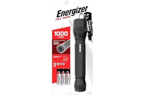 Energizer  LED-ficklampa, TAC 1000, extremt ljus för hushåll, utomhus och nödfall, batteri ingår