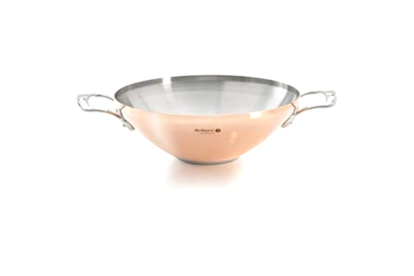 de Buyer DE BUYER 32 cm Copper Wok Prima Matera for Induction, Brown, 59.59 x 30.99 x 20.8 cm