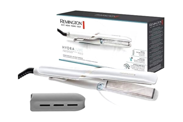 Remington  prostownica do włosów, chłodna mgiełka nawilża włosy w trakcie prostowania, chroni włosy przed uszkodzeniami, zakres temp. 170-230°C, ultraszybkie nagrzewanie, biała, Hydraluxe PRO S9001