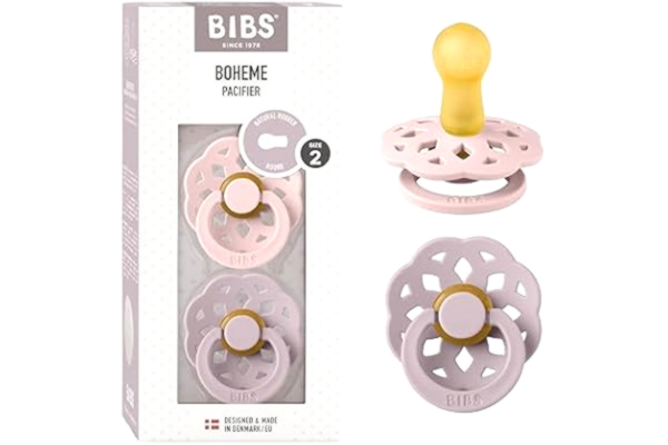 Bibs BIBS Boheme Napp 2-pack. BPA-fri. Rund sugdel, Storlek 2 (6-18 månader), Blossom/Dusky Lilac