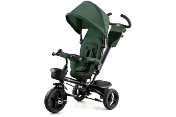 KinderKraft Kinderkraft Aveo Trehjuling, Babycykel, Barnets Första Cykel, Med Sufflett, Remmar, Två Korgar, Mugghållare, Praktiskt, Från 9 Månader Till 5 År, Till 25 Kg, Grön