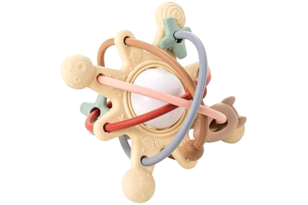 Nattou  Teether med Rattle Galaxy silikon, 10 cm, beige