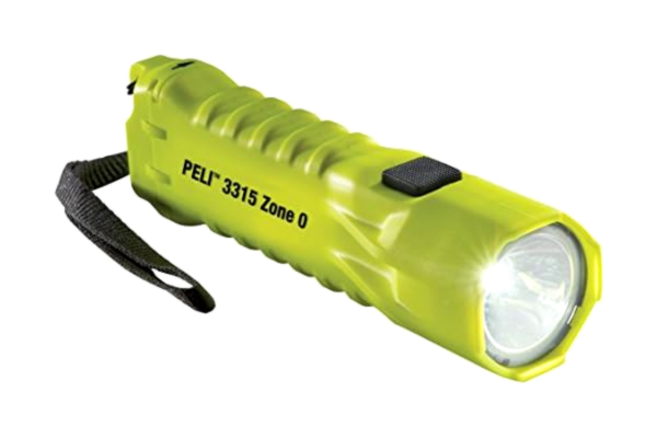 Pelican PELI 3315Z0 kompakt LED-nödlampa, säkerhetsgodkänd för ATEX-zon 0, bevisad premiumkvalitet, IP67-vatten- och dammtät, 138 lumen, färg: gul