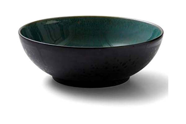 Bitz BITZ salladsskål, skål av stengods, tål maskindisk, 30 cm i diameter, svart/grön