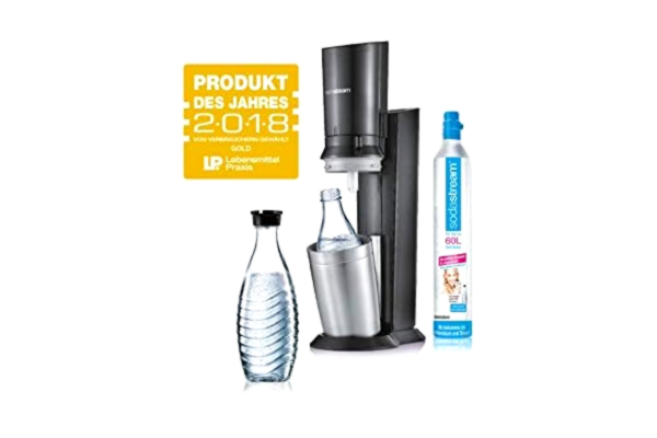 SodaStream  Crystal 2.0 soda maker with CO2 cylinder and 2x glass carafes, Titanium