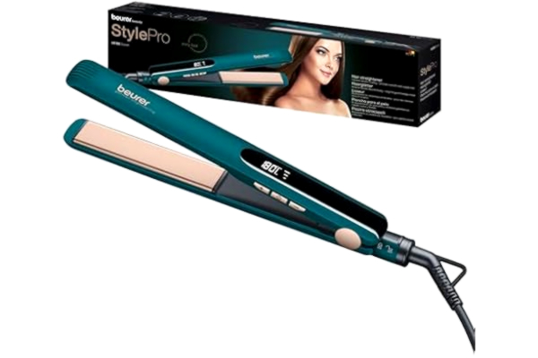 Beurer  HS 50 Ocean Straightener, plattång med keratin keramisk beläggning för mjukt hår, LED-display, flerstegs temperaturkontroll från 120 till 220°C