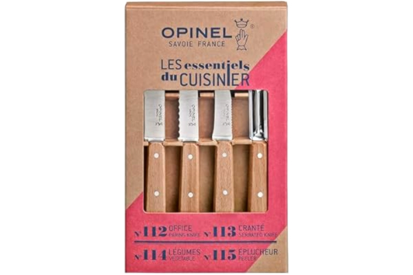 Opinel  001300 Estuche Esenciales Mango de haya barnizada Natural N° 112 patatero N°113 dentado N°114 cuchillo para verdura N°115 pelador, flerfärgad