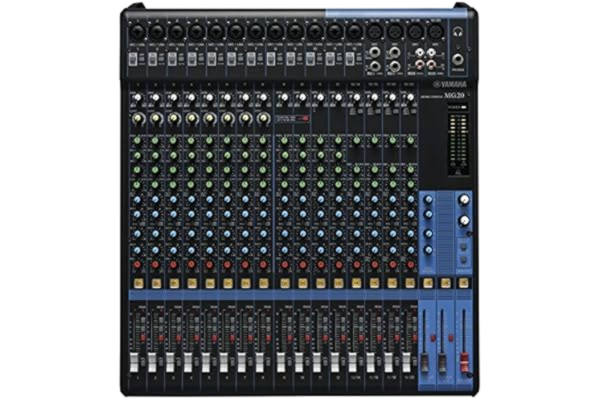 Yamaha  MG20 Mixer - Kompakt ljudmixer med tjugo ingångskanaler och D-PRE mikrofonförstärkare, i svart