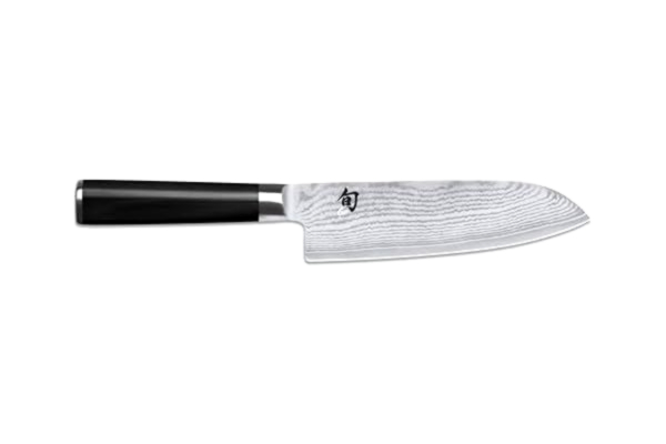 KAI  Shun Classic Santoku 18 cm bladlängd – damaskkniv 32 lager VG MAX kärna – 61 (±1) HRC – paketkasträhandtag – tillverkad i Japan – japansk kockkniv smidd kökskniv