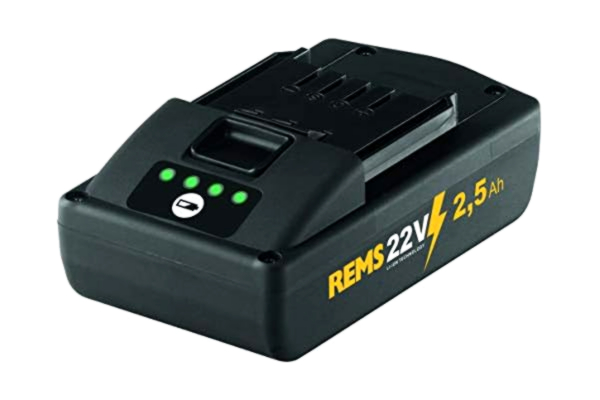 Rems REMS batteri Li-Ion 21,6 volt – 2,5 Ah kapacitet för lång livslängd, lämplig för REMS minipress, radialpress, kraftfull och lätt, ingen minneseffekt, hög belastningsbar
