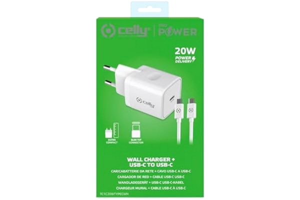 Celly  Thuislader USB-C > USB-C kabel