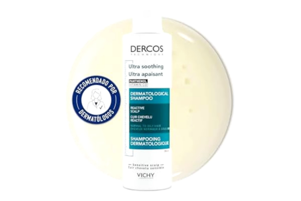 Vichy  Ultrakalmerande behandlingsschampo, lindrar känslig hårbotten, ger näring och reparera, anti-klåda, silikonfri, för oljigt hår och känslig hårbotten, Dercos Technique, 200 ml