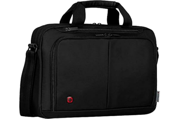 Wenger  Source 14 axelremsväska, laptopväska med axelrem, för laptop upp till 14 tum, surfplatta upp till 10 tum, 5 l, dam herr, kontor business universitet skola, svart