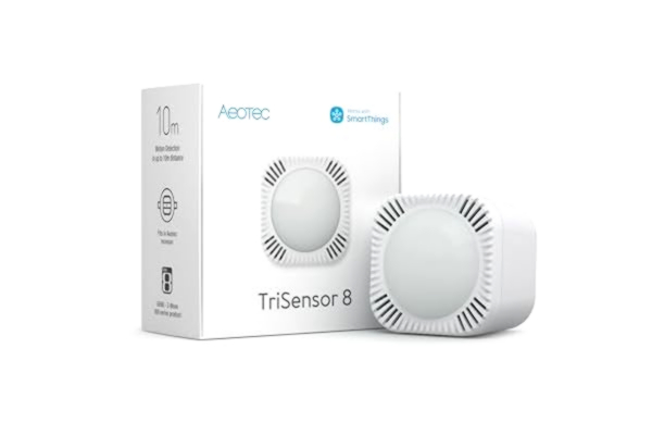 Aeotec  TriSensor 8 | 3-i-1 multisensor | rörelse i 10 m radie | temperatur i °C | ljus i lux | Z-Wave Gen8 | lång räckvidd | hubb krävs | fungerar med SmartThings, Homey, HomeAssistant
