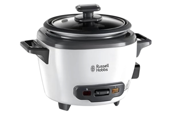 Russell Hobbs  riskokare, kokar upp till 3 portioner ris upp till 145 gram per portion, 0.4 liters kapacitet, varmhållningsfunktion, non-stick beläggning, mätkopp och sked ingår, 27020-56