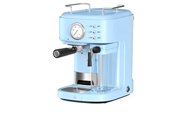 Swan  Retro One Touch Espresso Machine, Blue, 15 Bars of Pressure, Milk Frothing Steamer, 1.7L Tank, Retro style, SK22150BLN, espresso maker