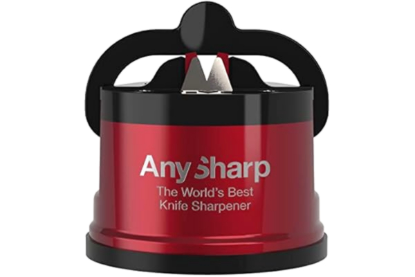 AnySharp  Pro Metal Knife Sharpener with Suction, Metallic Red