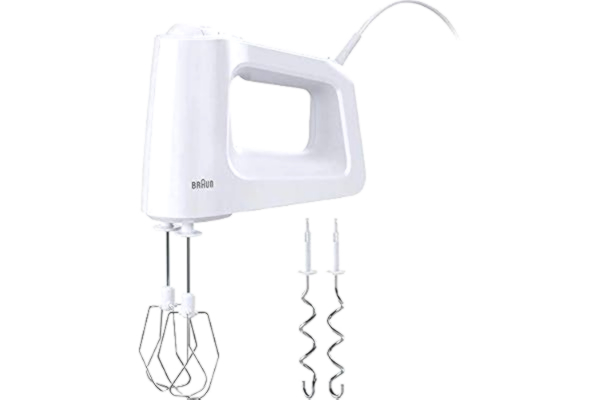 Braun  MultiMix 3 handmixer HM 3000 (450 watt Mixer, 5 hastighetssteg + turbofunktion, inklusive snö- och knådkrokar) vit