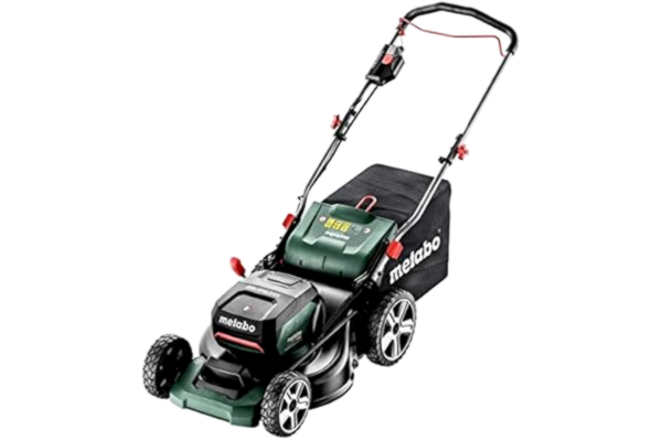 Metabo  Gräsklippare RM 36-18 LTX BL 46 (med batteri 5,2 Ah/18 V laddare, för tomter upp till 800 m², inklusive uppsamlingspåse, skärhöjdjustering) 601606650, grön