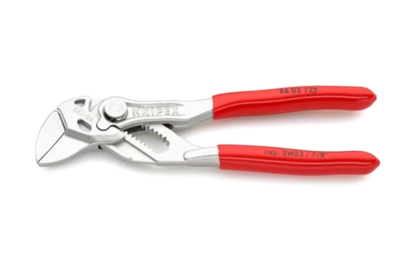 Knipex KNIPEX Minitångnyckel Tång- och skruvnyckel i ett verktyg i SB-förpackning förkromad med plastöverdrag 125 mm, 86 03 125 SB