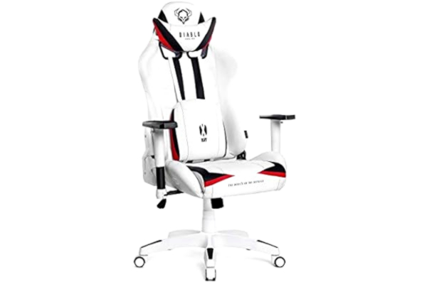 Diablo  X-Ray Fotel Gamingowy Krzesło Biurowe Dla Gracza Obrotowy Regulowane Podłokietniki 4D Ekoskora Ergonomiczny Design Funkcja Bujania Poduszka Pod Kark i Lędźwie (Biało-czarny, Normal)