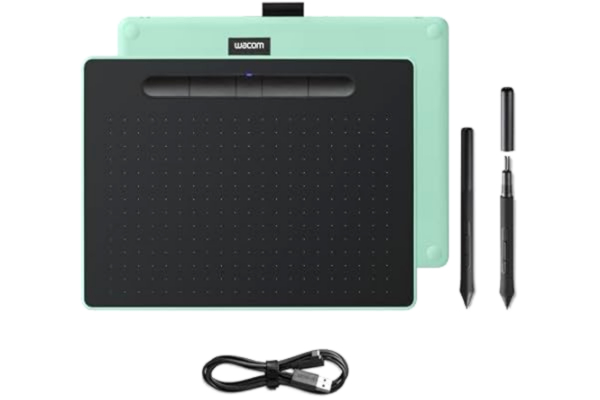 Wacom  Intuos Medium Pistachio, ritplatta med Bluetooth – trådlös grafisk platta för att måla, skissa och retuschera foton – tre kreativa programvaror för nedladdning, kompatibla med Windows och Mac