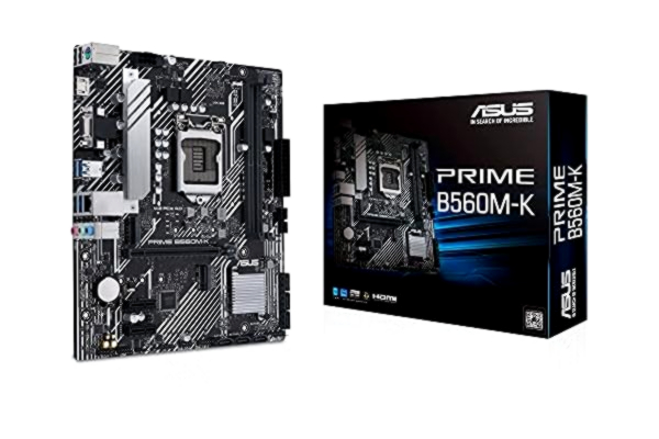 Asus ASUS Prime B560M-K Micro ATX moederbord (Intel B560 LGA 1200 met VRM 8 Fiber, PCIe 4.0, 2 M.2 slots, 1 GB Ethernet, HDMI, D-Sub, USB 3.2 Gen.1 achterkant, TPM-stekker, RGB)