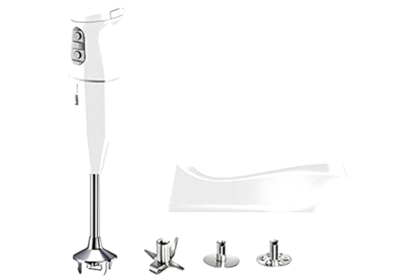 Bamix bamix stavmixer set cordless sladdlös, inkl. laddningsstation, multifunktionskniv, visp, vispskiva av rostfritt stål, 250 watt, 2 hastigheter, Made in Switzerland, vit