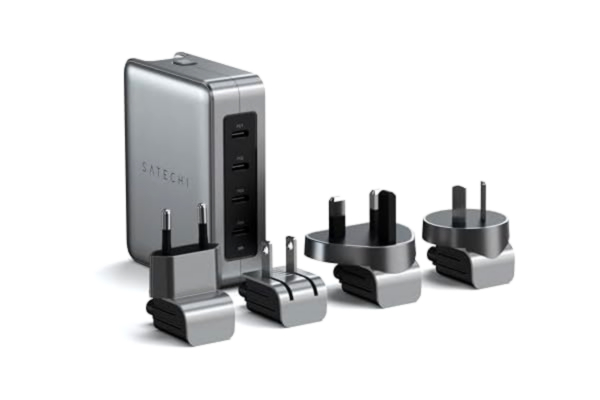 Satechi  GaN reseladdare, GaN 145W USB C-laddare med 4 portar, 2X USB-C PD 3.1 och 2X USB-C PD 3.0, snabbladdningsstation för Apple, Windows, Chrome och de flesta USB-C-enheter