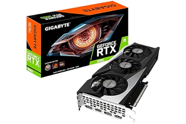Gigabyte  GeForce RTX 3060 GAMING OC GV-N3060GAMING OC-12GD V2 Grafikkort, Svart, 12 GB