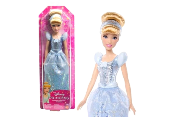 Disney Mattel Disney Princess-leksaker, ställbar Askungen-modedocka med glittrande kläder och accessoarer inspirerade av Disneyfilmen, presenter till barn HLW06