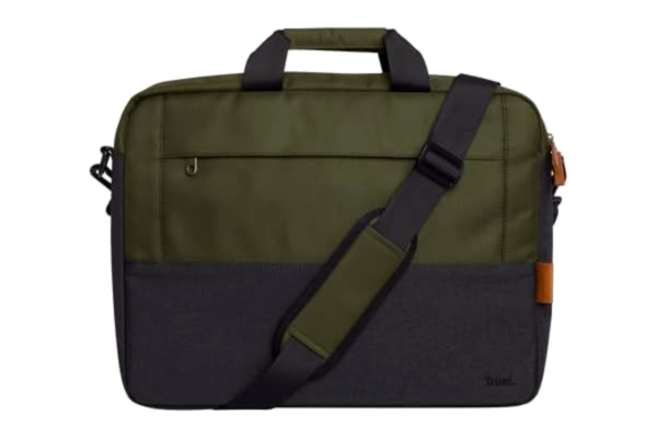 Trust  Lisboa Laptopväska fodral 16 tum, resväska med vagnrem, tillverkad av återvunnen plast, affärsarbetsväska, axelväska för män, kvinnor, college, MacBook, HP, Dell, Asus, Lenovo – grön
