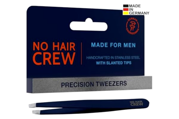 No Hair Crew NO HAIR CREW Precision Pincett för Män – Handfilade Snedspetsar, Tillverkad i Tyskland – För Ögonbryn, Inåtväxta Hår och Precision – Rostfritt Stål, Hållbar och Stilren