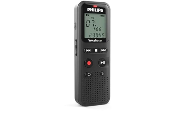 Philips  VoiceTracer Audiorder DVT1160 – Röstaktiveringsfunktion, Mono WAV/ADPCM, 8 GB, one-touch-drift, USB PC-port, svart