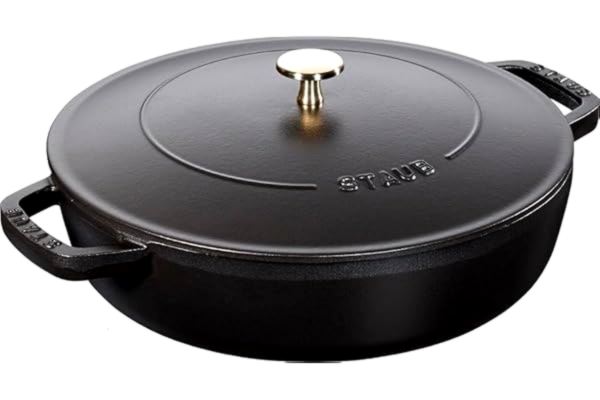 Staub STAUB gjutjärnsrostare, Chistera droppstruktur i lock, rund 28 cm, 3,7 L, svart