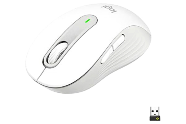 Logitech  Signature M650 M myszka bezprzewodowa Bluetooth dla małych i średniej wielkości dłoni, żywotność baterii 2 lata, ciche przyciski, kompatybilność z wieloma urządzeniami - Biały