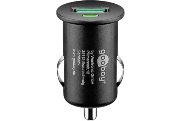 Goobay  45162 Snabbladdare USB-port billaddare 12 V/24 V bil mini USB-adapter 18 W