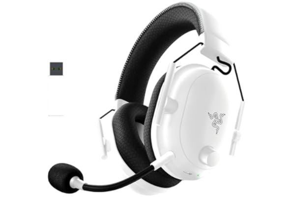 Razer  BlackShark V2 Pro (2023) - PC Premium trådlöst e-sportheadset (HyperClear Super Wideband Mic, TriForce Titanium 50 mm drivdon, HyperSpeed trådlös teknik, upp till 70 timmars batteritid) Vit