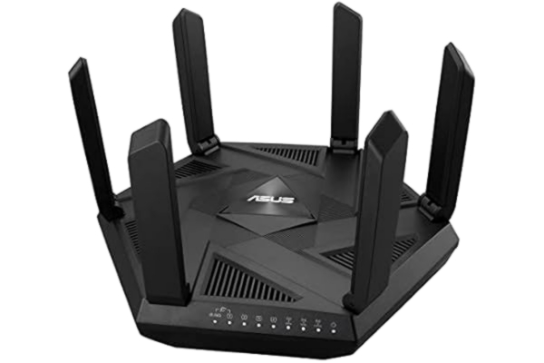 Asus ASUS RT-AXE7800-6E Triple Band AXE 7800Mbps Wi-Fi-router - 6 GHz, 2, 5G WAN-port, Dual WAN, AiMesh-stöd, Fusion VPN, avancerad föräldrakontroll, AiProtection Pro och Instant Guard.