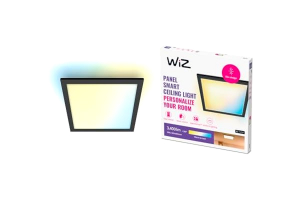 WiZ  - Svart Takpanel Tunable White: Smart WiFi-belysning, Fyrkantig takplafond, Large/Stor, 36W, 2700-6500 kelvin, kallvitt till varmvitt, röststyrning med Google Assistant, Siri och Amazon Alexa
