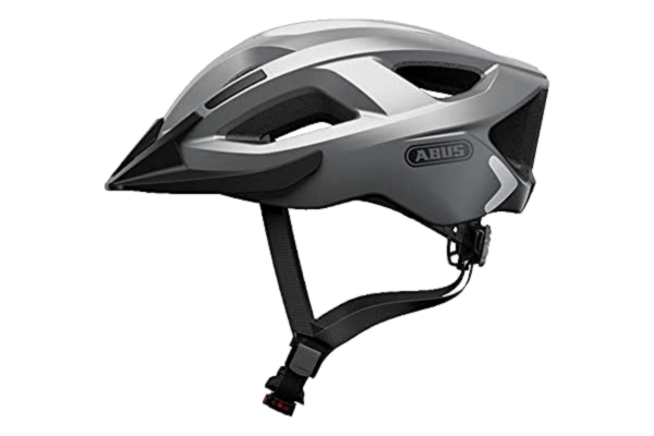 Abus ABUS Stadthelm Aduro 2.0 – uniwersalny kask rowerowy z oświetleniem – sportowy design do ruchu miejskiego – dla kobiet i mężczyzn – srebrny, rozmiar L