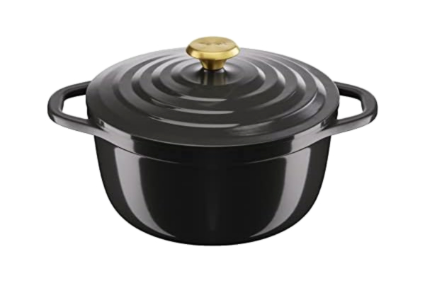 Tefal  Air Cocotte Round 24 cm, kapacitet 4,7 l, lätt gjuten aluminium, säker keramisk beläggning, kondenslock, kompatibel med ugn och induktion, grå E2554604