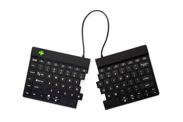 Split R-Go Split tangentbord, Bluetooth 5.0, med anti-RSI-programvara, ergonomisk design med delade knapppaneler, QWERTY US-layout, svart